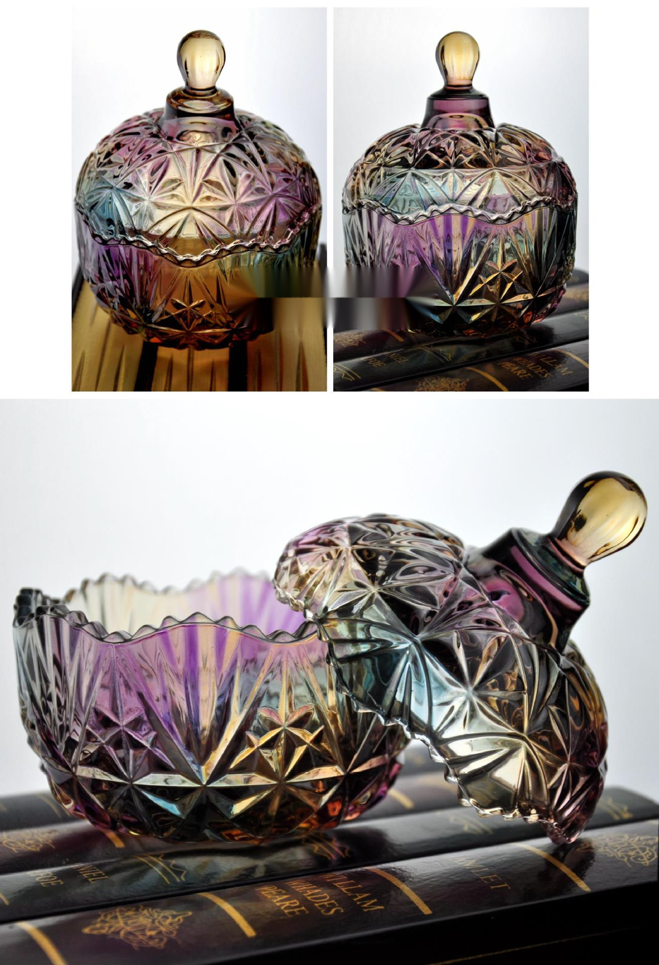 彩色琉璃玻璃糖果罐欧式储物罐干果罐礼物家居装饰创意玻璃糖缸详情2