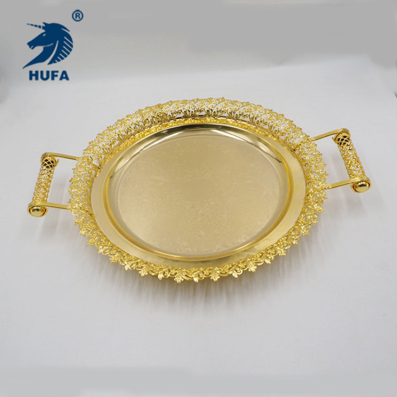 The new design features a circular golden metal tray for cups, teapots, storage trays, tableware and restaurant trays pic 6