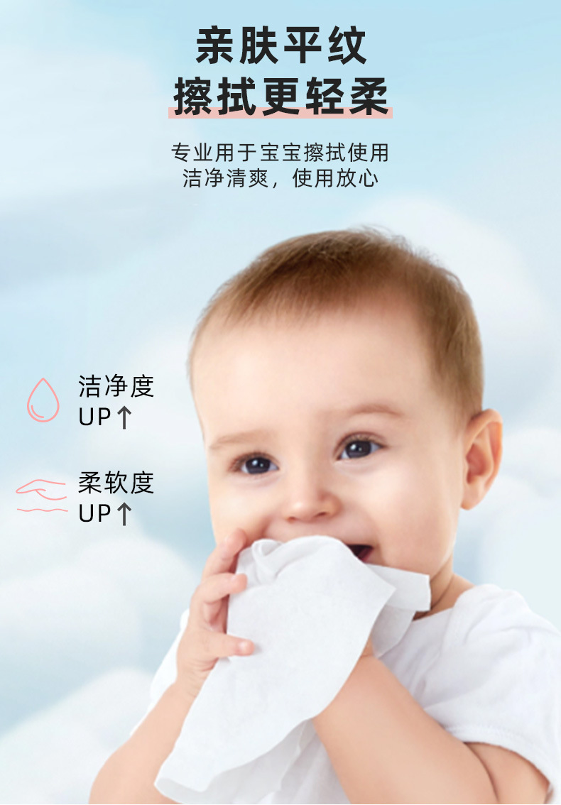 一次性宝宝湿巾袋装抽取式80片家用无纺布棉柔不扎手亲肤擦拭湿巾详情5