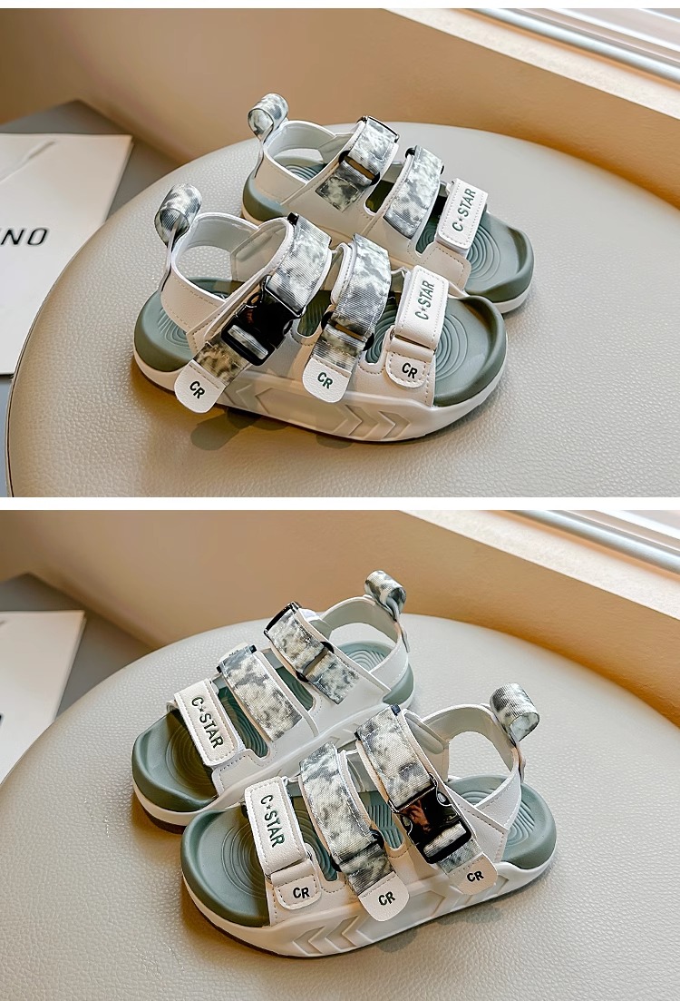 儿童运动凉鞋2024夏季新款男童防滑包头沙滩鞋迷彩软底女童休闲鞋详情25