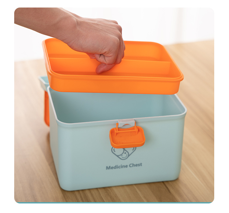 Family double-layer medicine box, large-capacity medicine box, emergency medical care and medical storage, plastic medicine box storage box pic 10