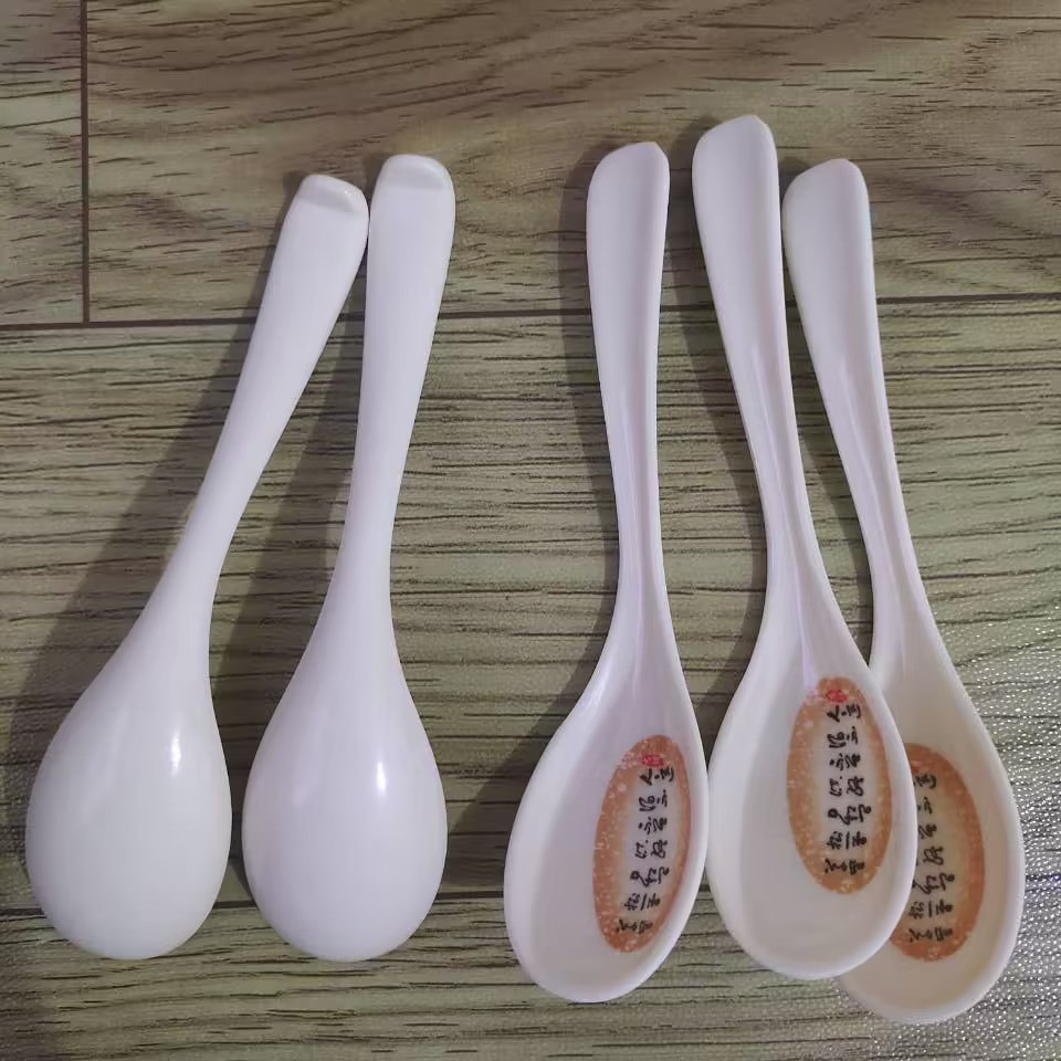 205 Auspicious spoon for Eating, long-handled melamine spoon with hook, resin spoon, plastic spoon, imitation porcelain spoon, restaurant tableware pic 8