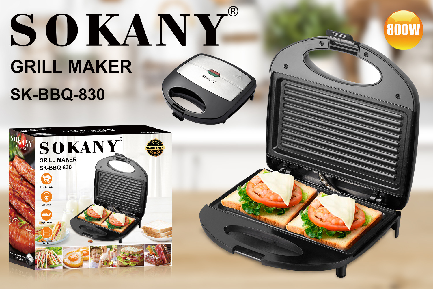 Foreign trade cross-border SOKANY830 Multi-functional horizontal bar Sandwich maker, Sandwich Maker pic 4