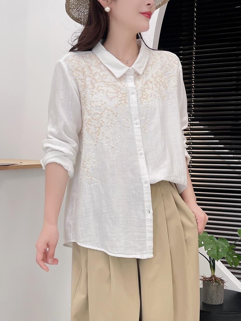 韩版新款森女系重工刺绣花朵双层纱长袖宽松版单排扣百搭小开衫女详情3