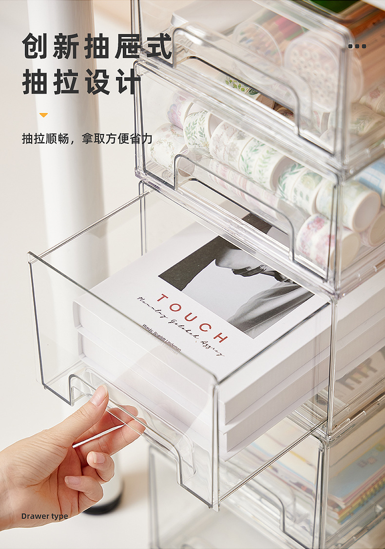 抽屉式收纳箱透明桌面整理收纳盒家用整理箱冰箱专用分类储物盒详情11