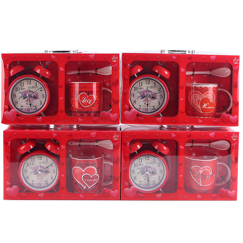 Valentine's Day cups, mugs, coffee cups, milk cups, tea cups with alarm clocks, set gift cups pic 8