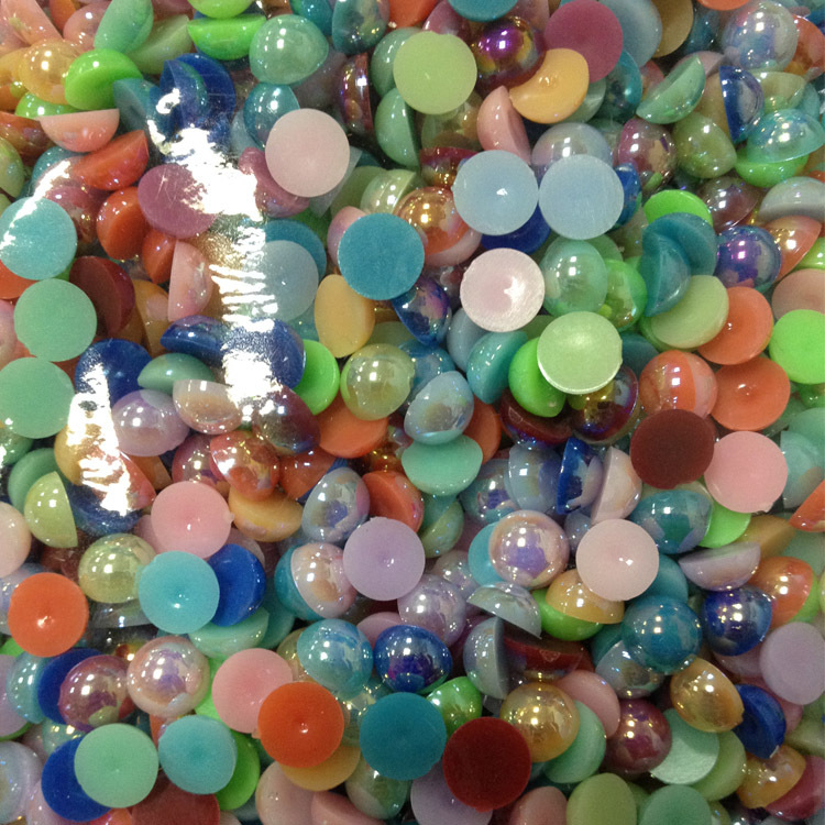 AB semi-circular pearl acrylic transparent AB color semi-circular imitation pearl diy nail art AB accessory flat-bottomed pearl pic 19