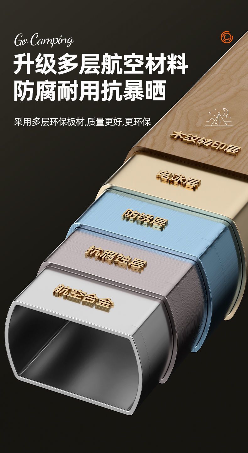 户外折叠桌子碳钢蛋卷桌批发简约便捷式桌椅休闲野餐露营桌详情5