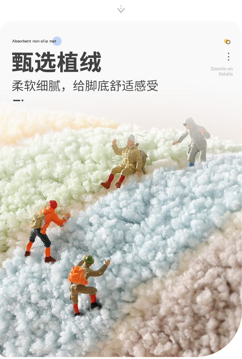 Cross-border simple thickened bathroom absorbent floor mat carpet, door entry home flocked anti-slip mat, bedroom floor mat pic 4