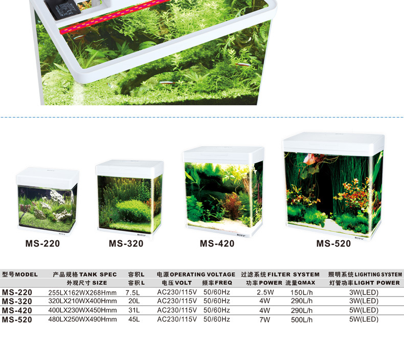 Wholesale BOYU fish tank aquarium mini office small glass fish tank MS series white pic 19