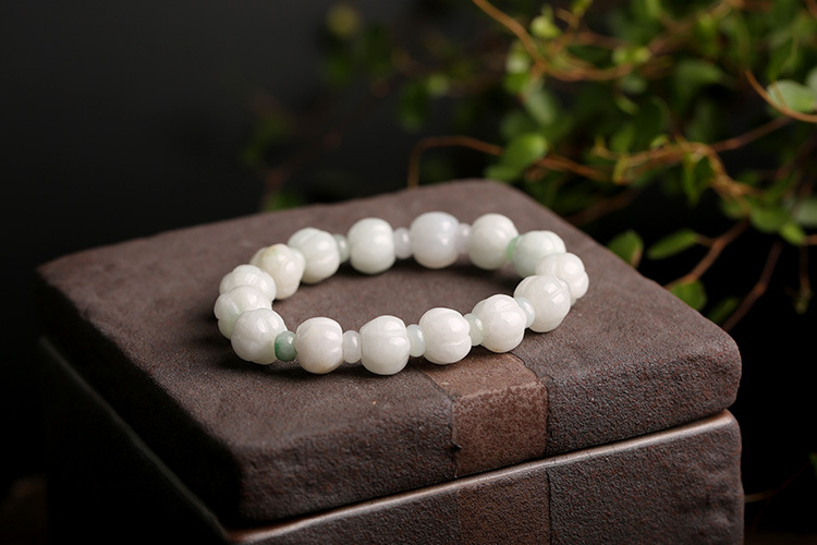Natural jadeite jade bracelet 10mm, jadeite jade pumpkin bead bracelet, fashionable couple style for men and women pic 6