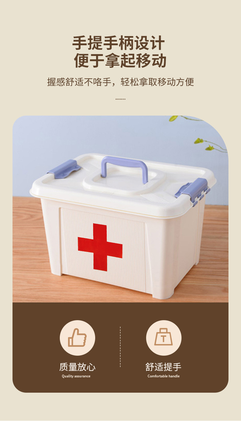 厂家现货家用手提医药箱带隔层急救药箱医院药房出诊多功能收纳箱详情12
