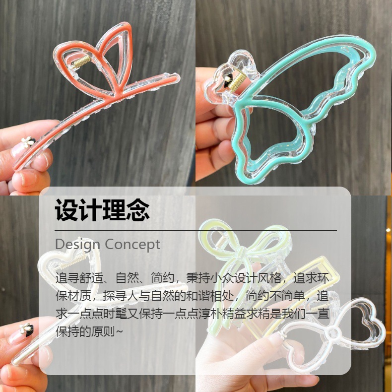 春夏新款超大号鲨鱼夹发夹滴油后脑勺盘发器夹子网红发卡头饰批发详情1