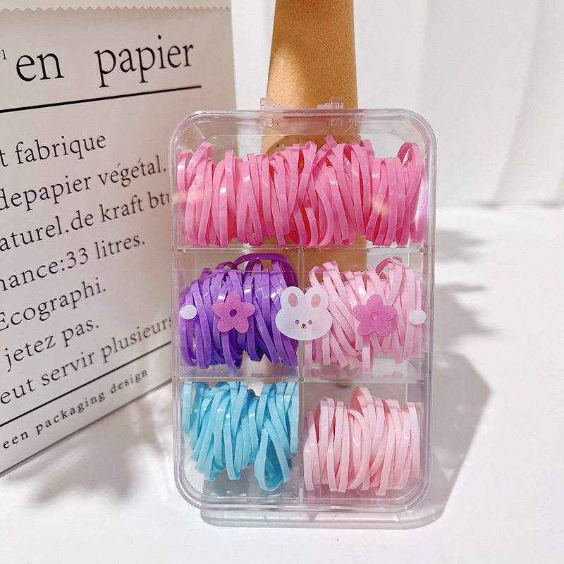 马克龙色盒装一次性皮筋彩色加厚长拉不断高弹力皮筋儿童小皮筋详情5