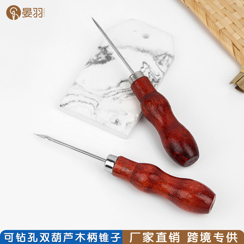 厂家直销木头柄锥子修鞋纳鞋工具千枚通diy缝纫拼布定位钻孔锥子详情2