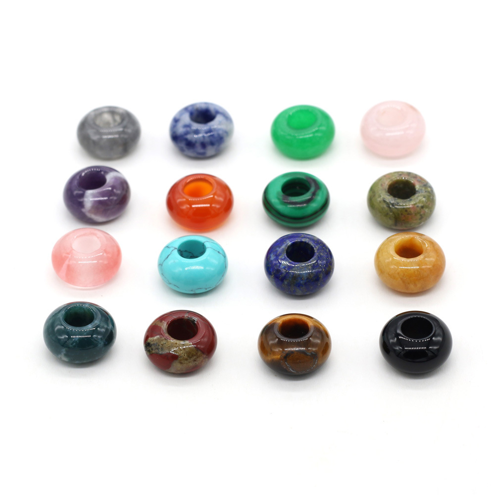 8x14mm天然石头半宝石算盘形大孔珠珠子DIY饰品配件手工制作批发详情12