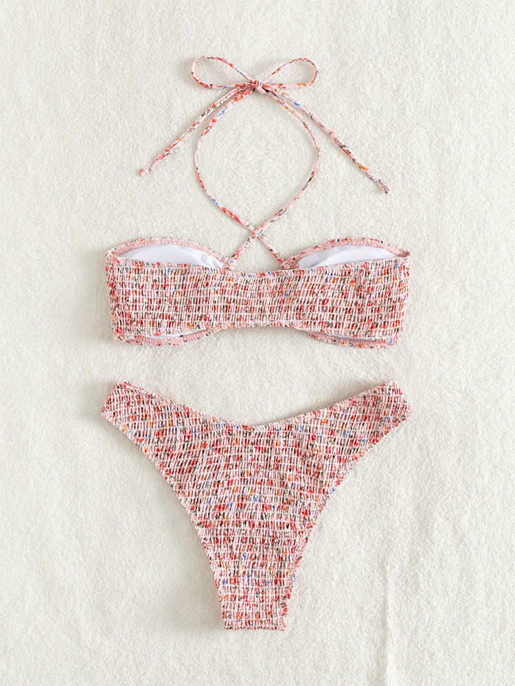 2023 new European and American style floral print sexy bikini high-waisted, form-fitting sexy halter swimsuit pic 7