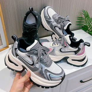 新款头层猪皮内里板鞋2025春季厚底休闲时尚女鞋ins风银色小白鞋详情8