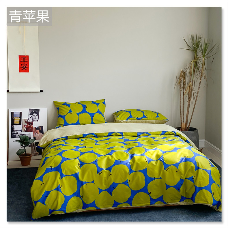 轻复古日式印花纯棉四件套明亮温馨可爱图案40支性价比单双人床品详情9