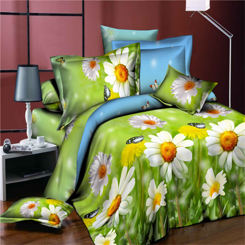 Wholesale of 3D four-piece sets of printed bedding for export with active brushed large patterns pic 48