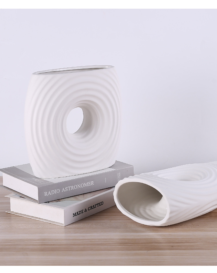 2025 New Nordic modern and simple white ceramic vase decoration, home living room model room flower arrangement, artificial flower table decoration, home decoration art, new Chinese style good items pic 7