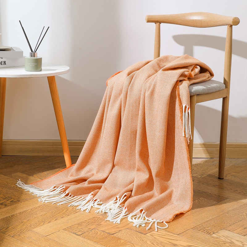 北欧简约梭织毯空调毯民宿酒店样板房床尾毯搭巾搭毯单人沙发毯详情6