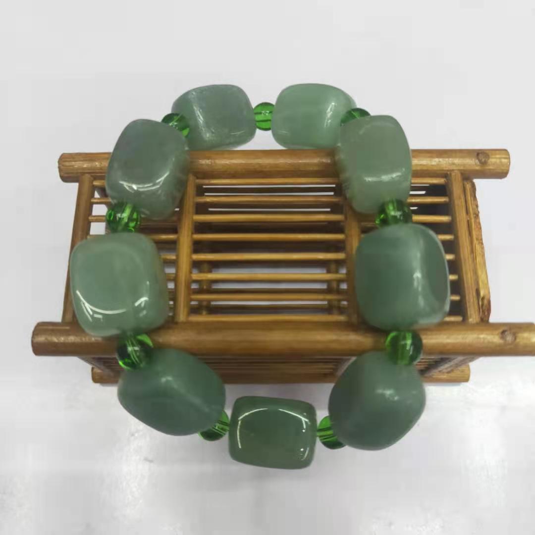 diy natural Dongling jade square irregular combination bracelet, Green Dongling bracelet manufacturer wholesale pic 12
