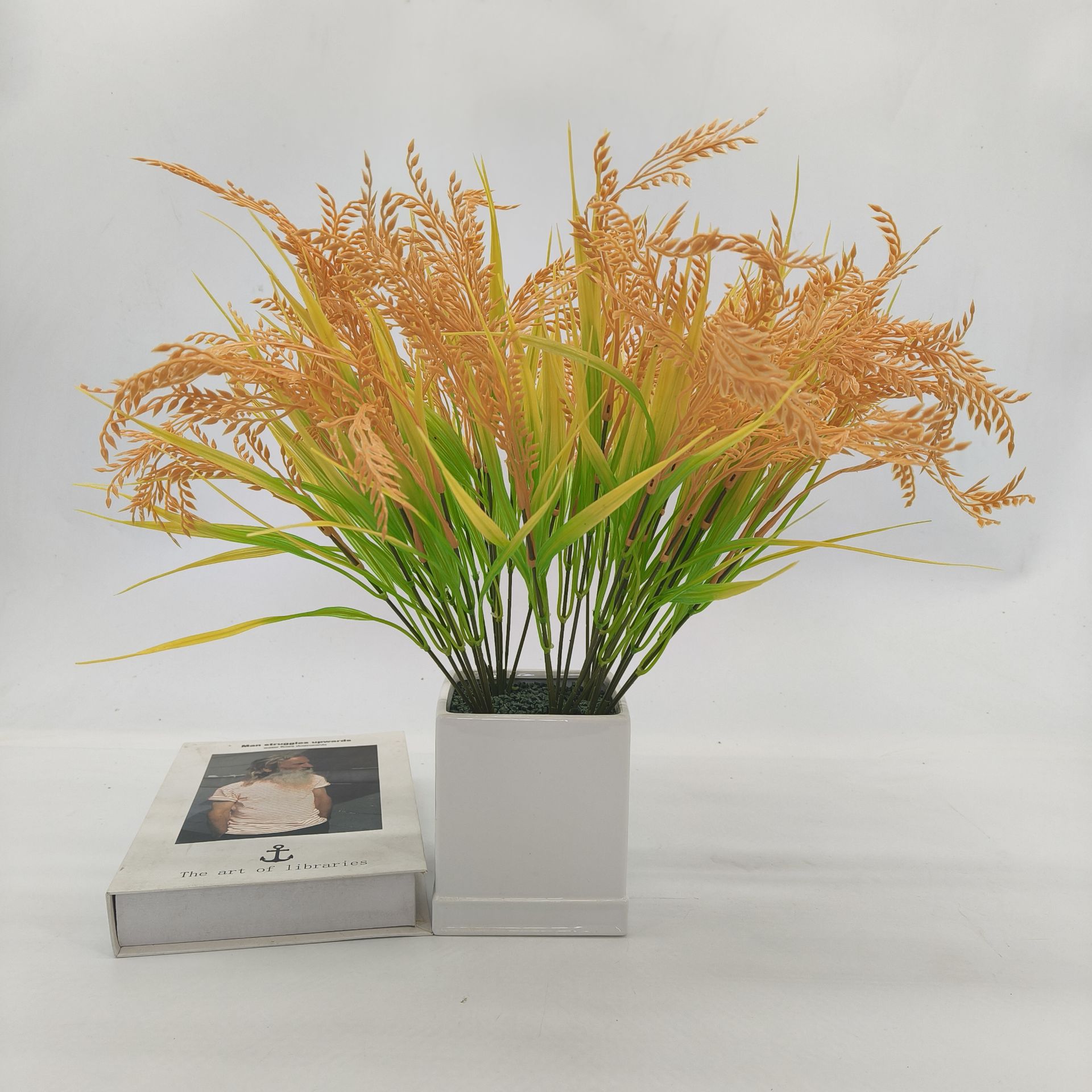 7头仿真麦穗绿植稻穗水稻装饰舞蹈道具大麦子稻谷摆件塑料仿真花详情2