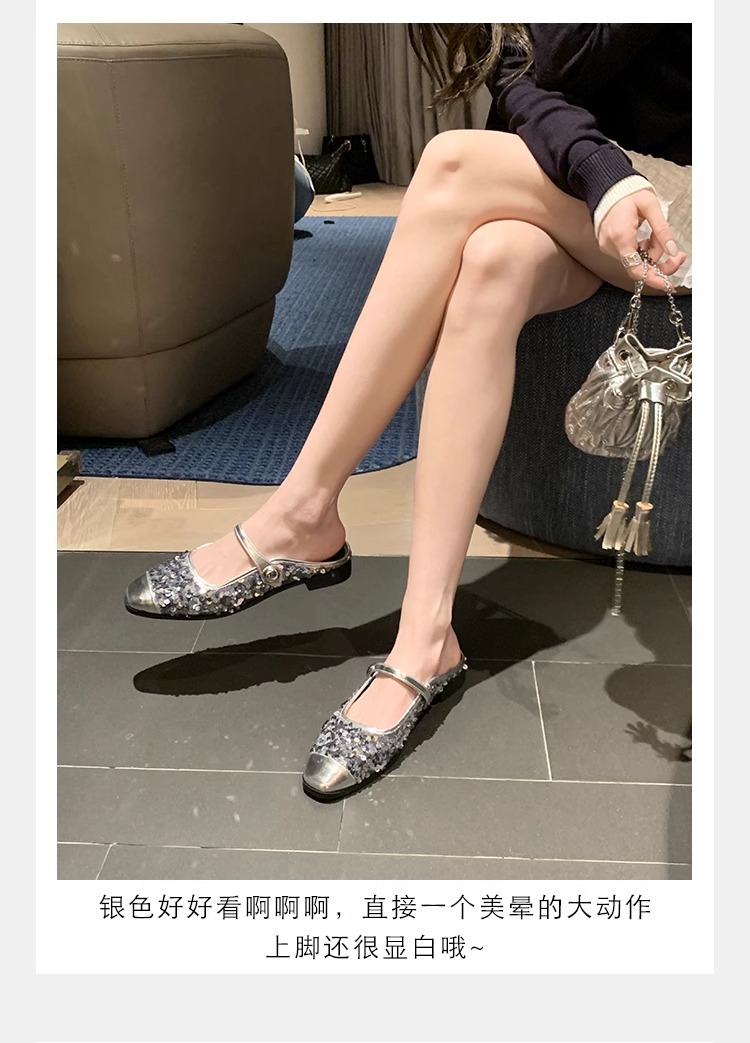 银色玛丽珍鞋亮片芭董舞鞋子真皮女鞋葡萄妈单鞋女2024春款女鞋子详情22
