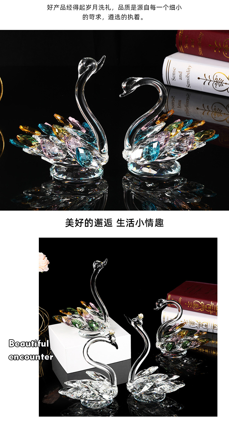 Simple swan ornaments in the living room, light luxury and creative crystal handicrafts, birthday and wedding gifts, crystal swan ornaments pic 11