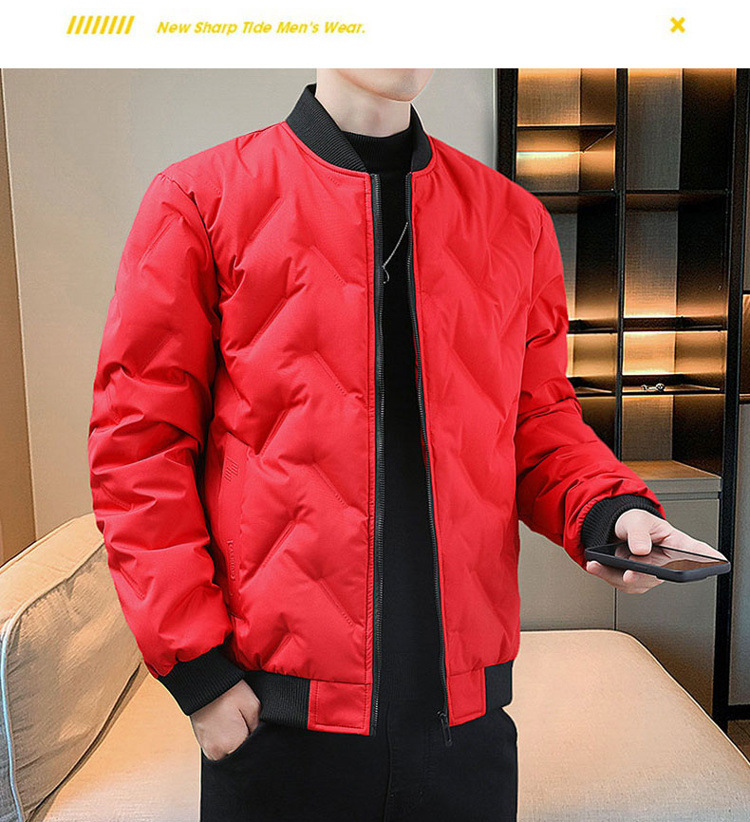 棉衣男冬季新款轻薄棒球领休闲修身羽绒棉服男士冬装外套潮黑色详情20