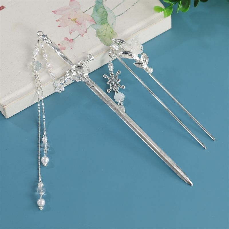 New ancient-style sword hairpin, Hanfu headwear, tassel hairpin, simple design, ancient-style updo, wholesale support one-piece consignment pic 5