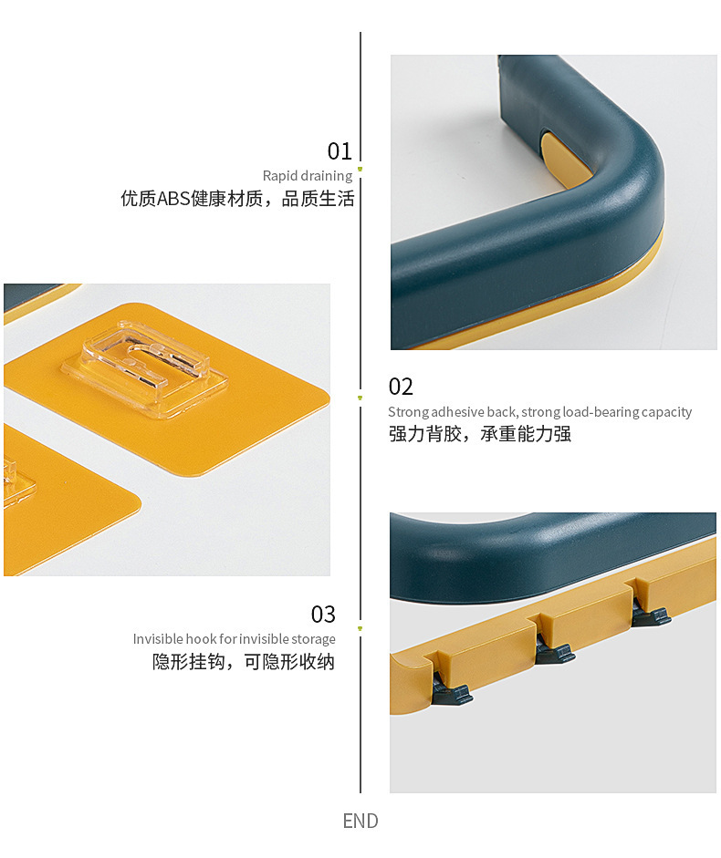 Non-punching towel rack, bathroom towel bar, foldable multi-functional small hook, double-layer bath towel rack for home use pic 13