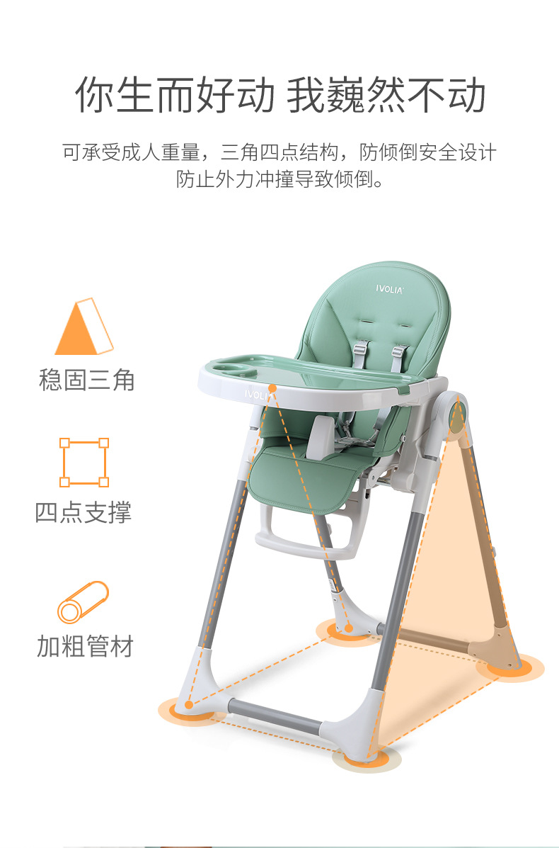 IVOLIA 婴儿餐椅多功能便携式可折叠儿童餐椅家用吃饭宝宝餐桌椅子可躺可睡详情10