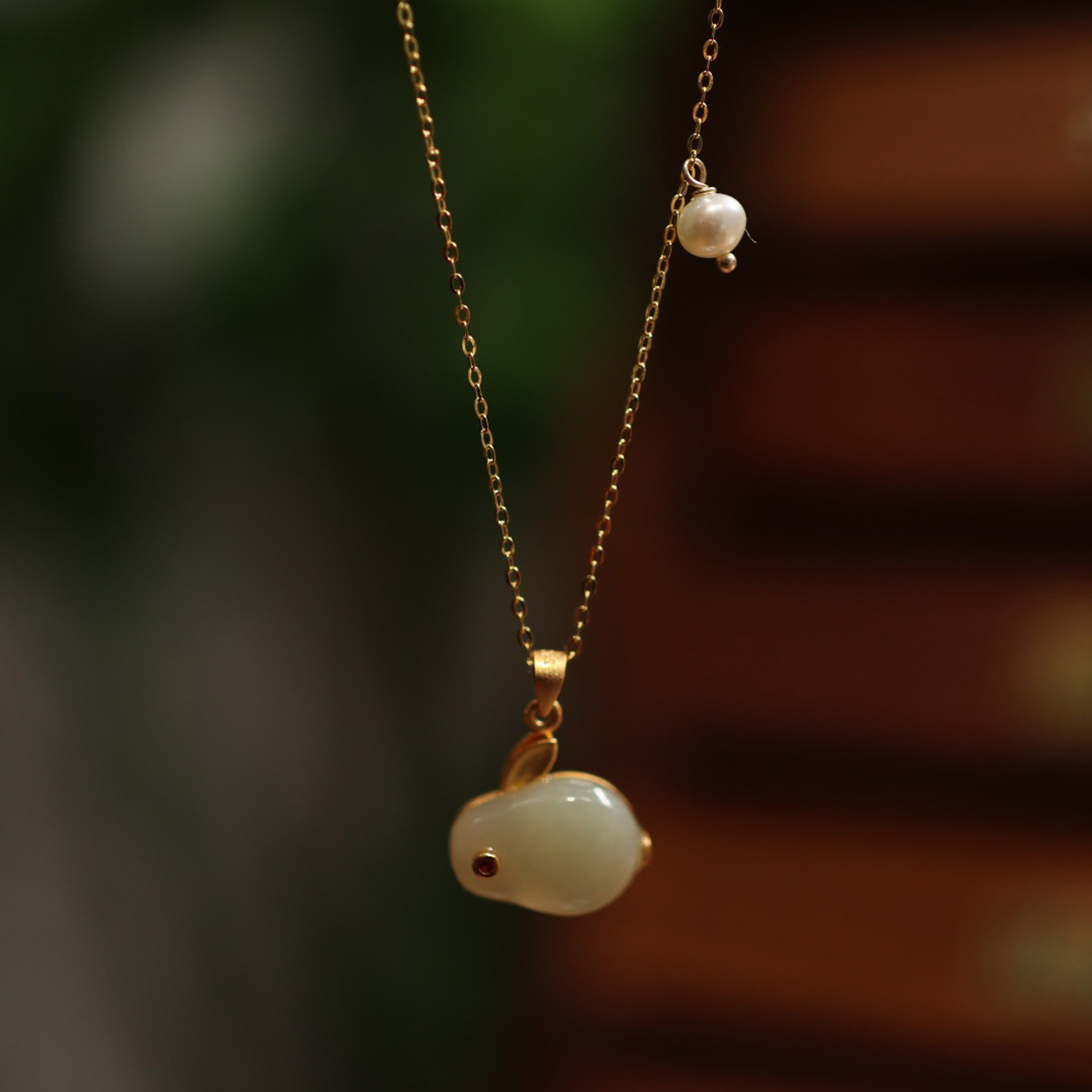 925 silver gold-plated and inlaid with Hetian jade rabbit necklace, a new and niche design for women, a collarbone chain necklace for the zodiac year pic 15