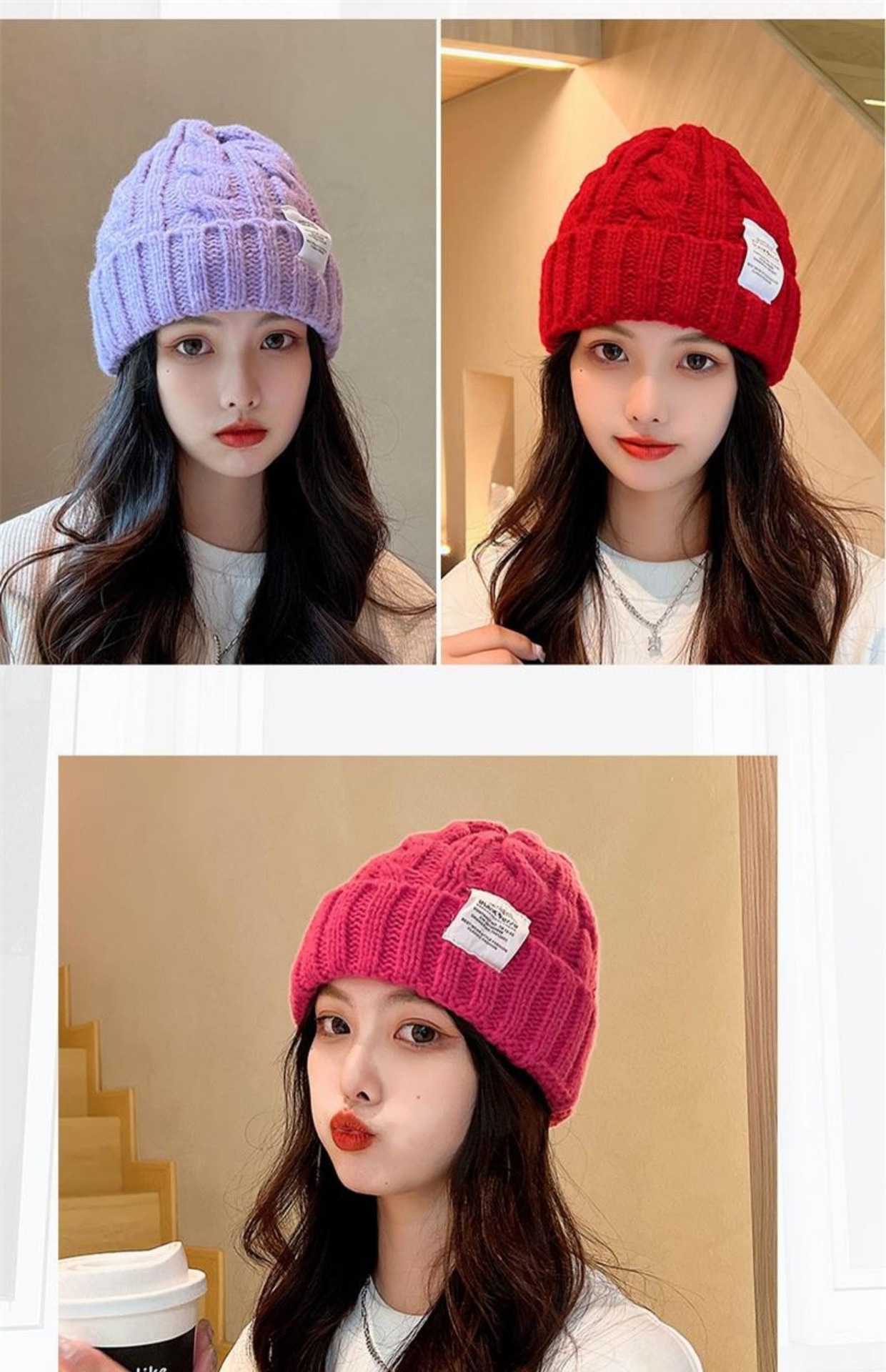 Otros invierno cálido cáñez sombrero mujer versátil ins viento color sólido de punto net protectores de oído sombreros fríos engrosados sombreros adultos al por mayor pic 8