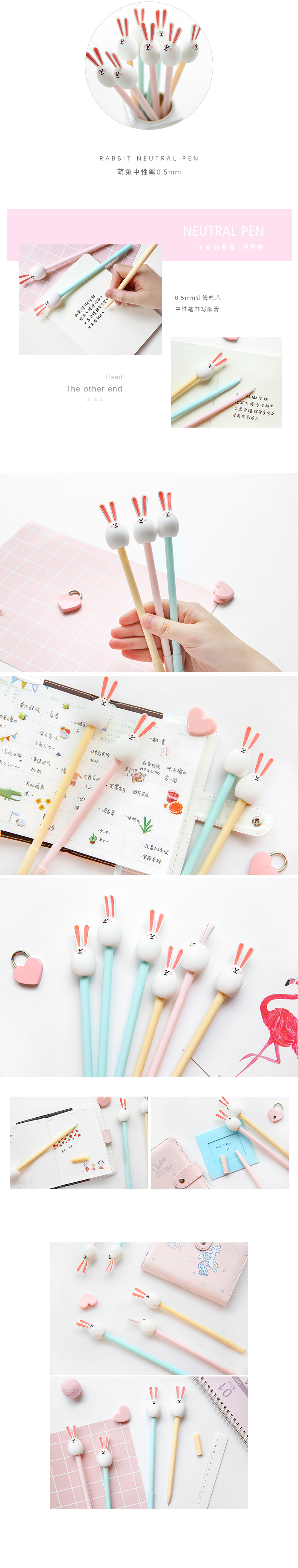 ZF1892 popular stationery cartoon cute rabbit gel Pen 0.5mm student cute pet plastic creative pen wholesale pic 3