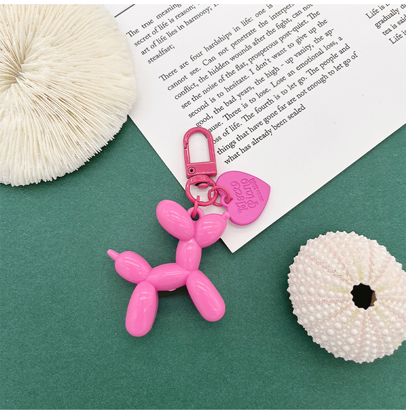 ins风糖果色气球狗亚克力钥匙扣爱心钥匙手机包包挂件配件小礼品详情8