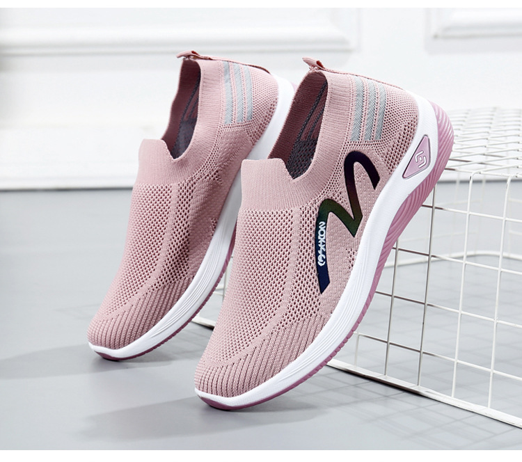 2023新款飞织一脚蹬袜子口休闲女鞋按摩底透气妈妈鞋健步运动鞋详情48