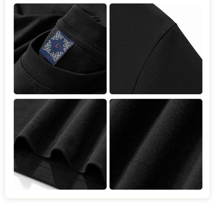 国潮夏季新款260克重磅纯棉短袖t恤男中国风锦鲤刺绣宽松大码男装批发 pic 31