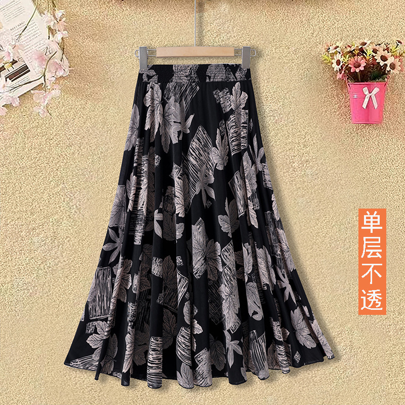 中老年女装半身裙冰丝薄款碎花中长款太阳裙妈妈装夏季广场舞蹈裙详情5