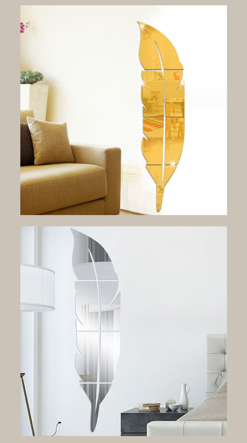 镜面墙贴羽毛装饰镜面立体亚克力镜贴玄关卫生间装饰跨境供应产品详情8