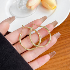 925银针圆脸显瘦大圆圈耳环女高级感轻奢气质不规则耳圈耳饰批发详情5