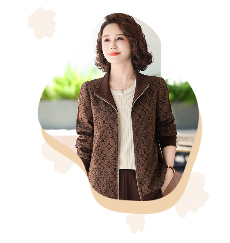 Madre de edad media otoño traje 2024 nuevo medio y viejo mujer otoño chaqueta casual abrigos moda ropa deportiva pic 22