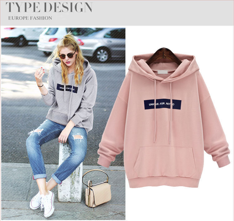 A new large-sized, fleece and thickened hooded sweatshirt for women with loose long-sleeved sleeves pic 1