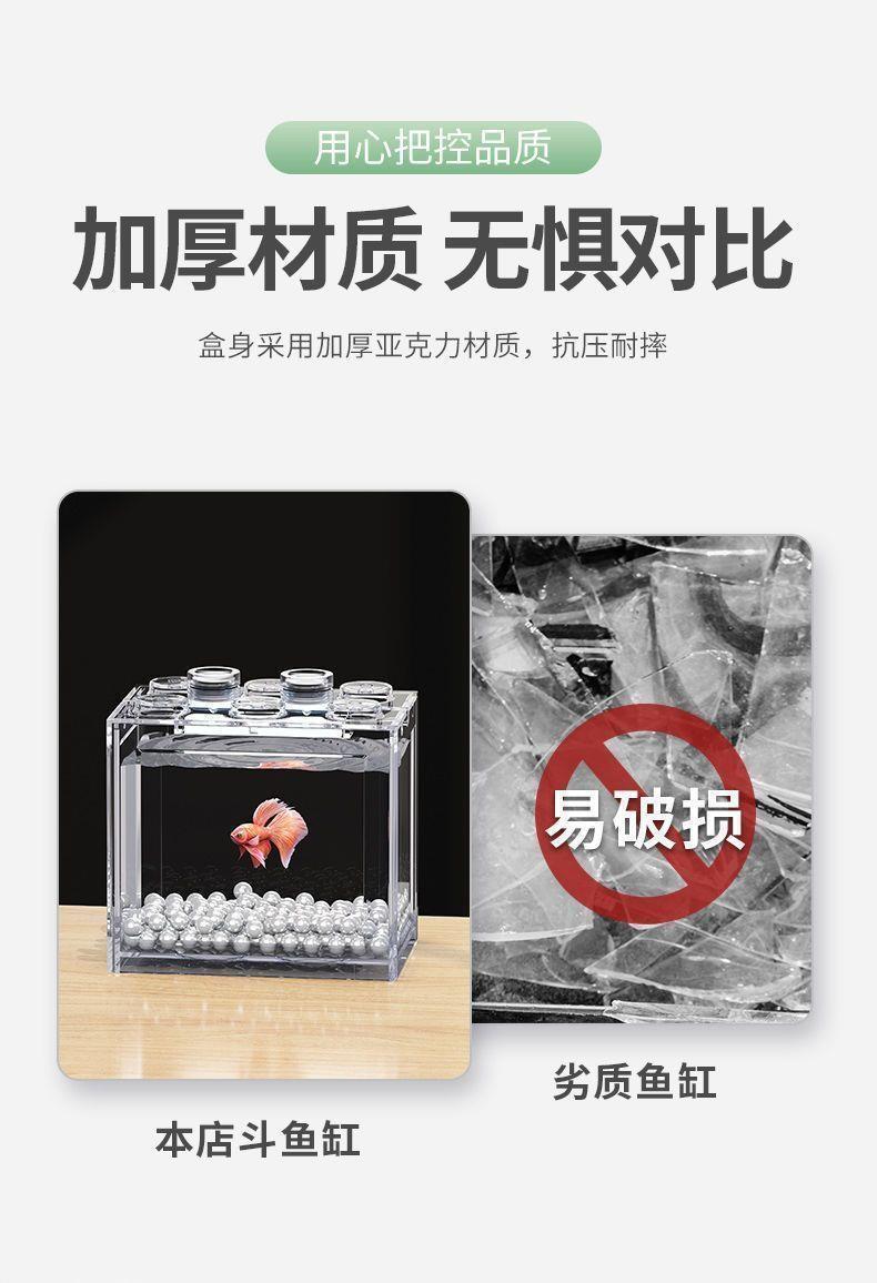 创意小鱼缸生态小型带灯造景亚克力小积木盒微景观桌面小型加厚缸详情3