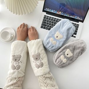 Cute warm hand sleeves for women, long work anti-dirt sleeves, student sleeves, winter two-in-one plush gloves sleeves pic 11