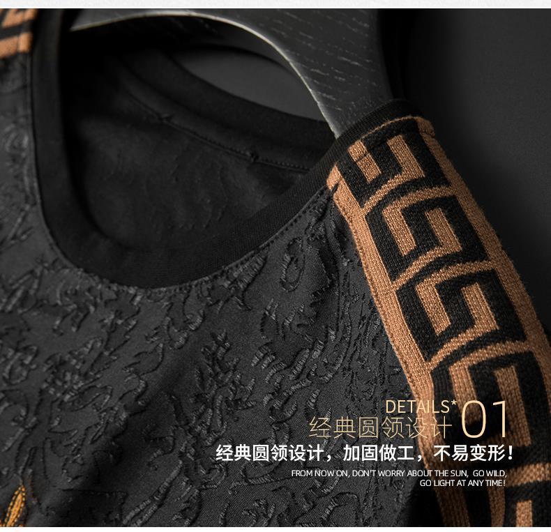 Ligera moda de lujo pequeña abeja cordón bordado con jacquard mercerizado hombre manga corta camiseta hombre verano tallas grandes media manga t pic 7