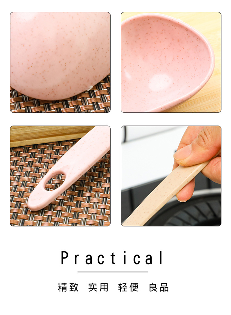 Foreign trade wheat straw soup spoons, household long-handled porridge spoons, kitchen plastic kitchenware, hot pot spoons, large porridge spoons pic 4