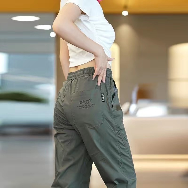 Original manufacturer men's summer thin ice silk casual pants, loose and trendy sportswear pants, Korean-style comfortable and breathable pants pic 7